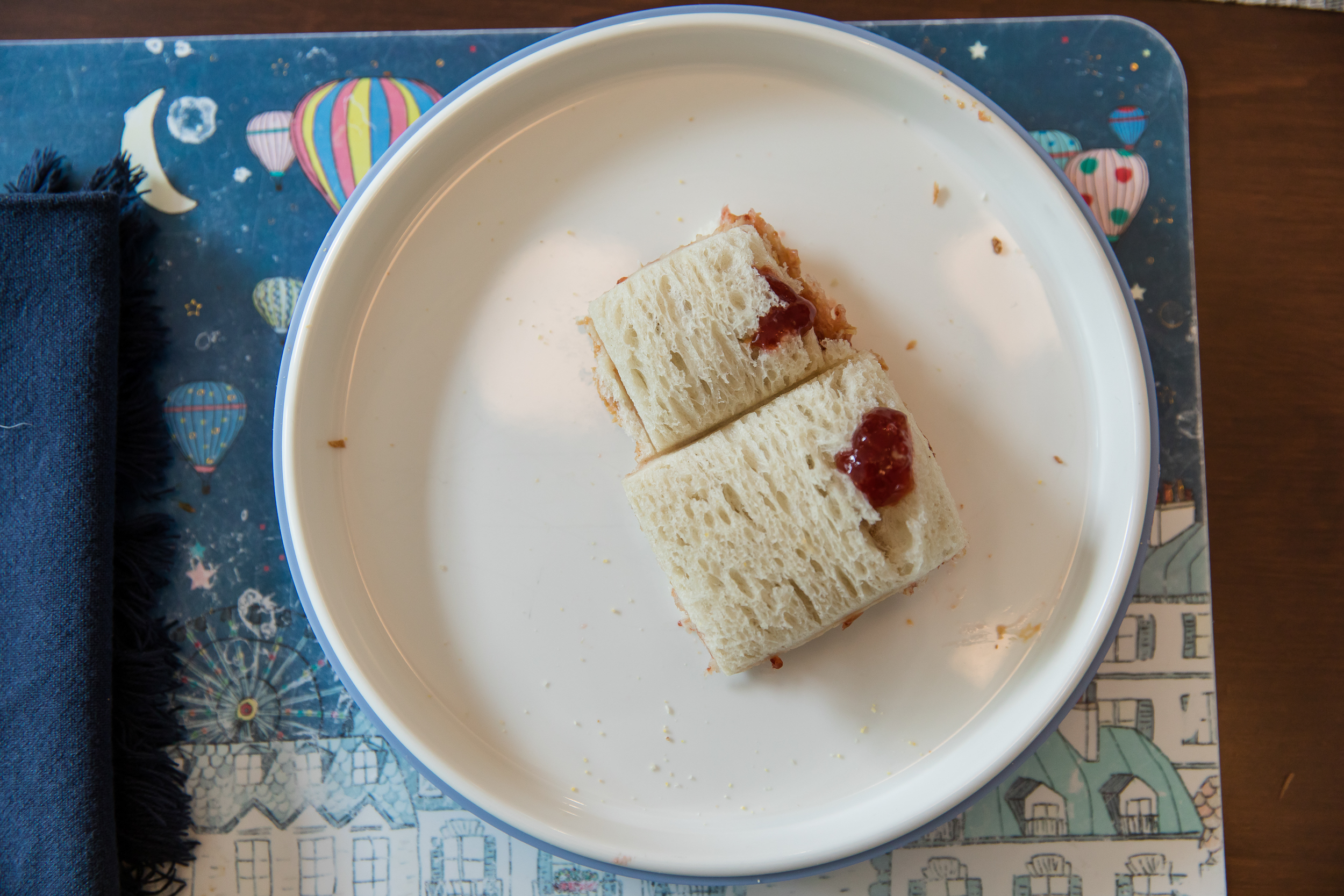 PB&J sandwhich cut into the shape of a robot; captured during a documentary family photography session with Emily Sterne